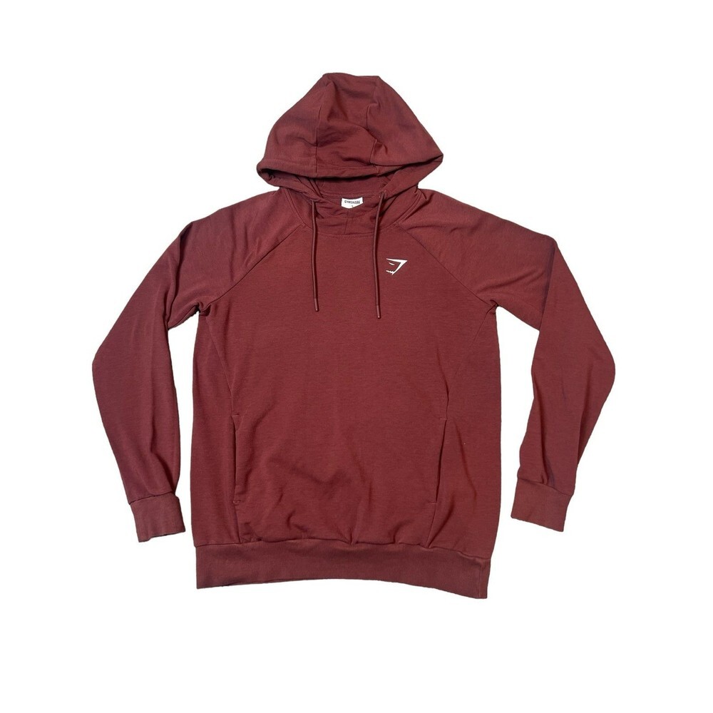 Gymshark Brown Maroon Long Sleeve Front Pockets Pullover Hoodie Size Small